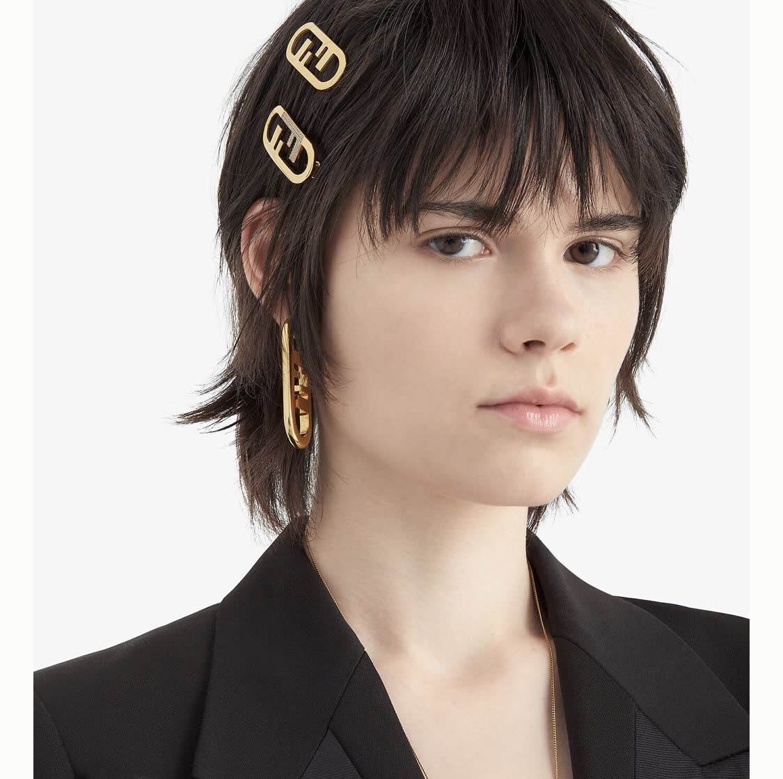 Fendi Hair Clip - Gold Bar Design